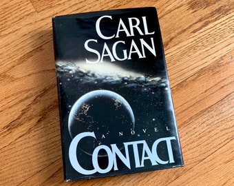 Vintage 1980s Novel, Contact by Carl Sagan 1985 HCDj VGC