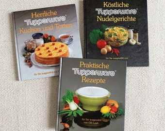 Vintage 1980s Cookbook, German Tupperware Cookbook Set Hc, Pasta Dishes Practical Recipes Cakes and Pies