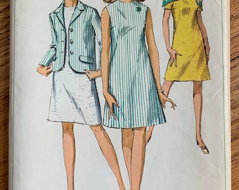 Vintage 1960s Sewing Pattern, b32.5" Womens A Line Dress and Jacket, Simplicity 7641