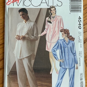 May include: A sewing pattern for a shirt and pants set. The pattern is for sizes 22-24 and is called "Easy McCall's 4549".