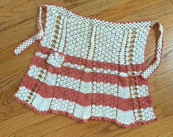 Vintage 1940s 50s Crocheted Apron