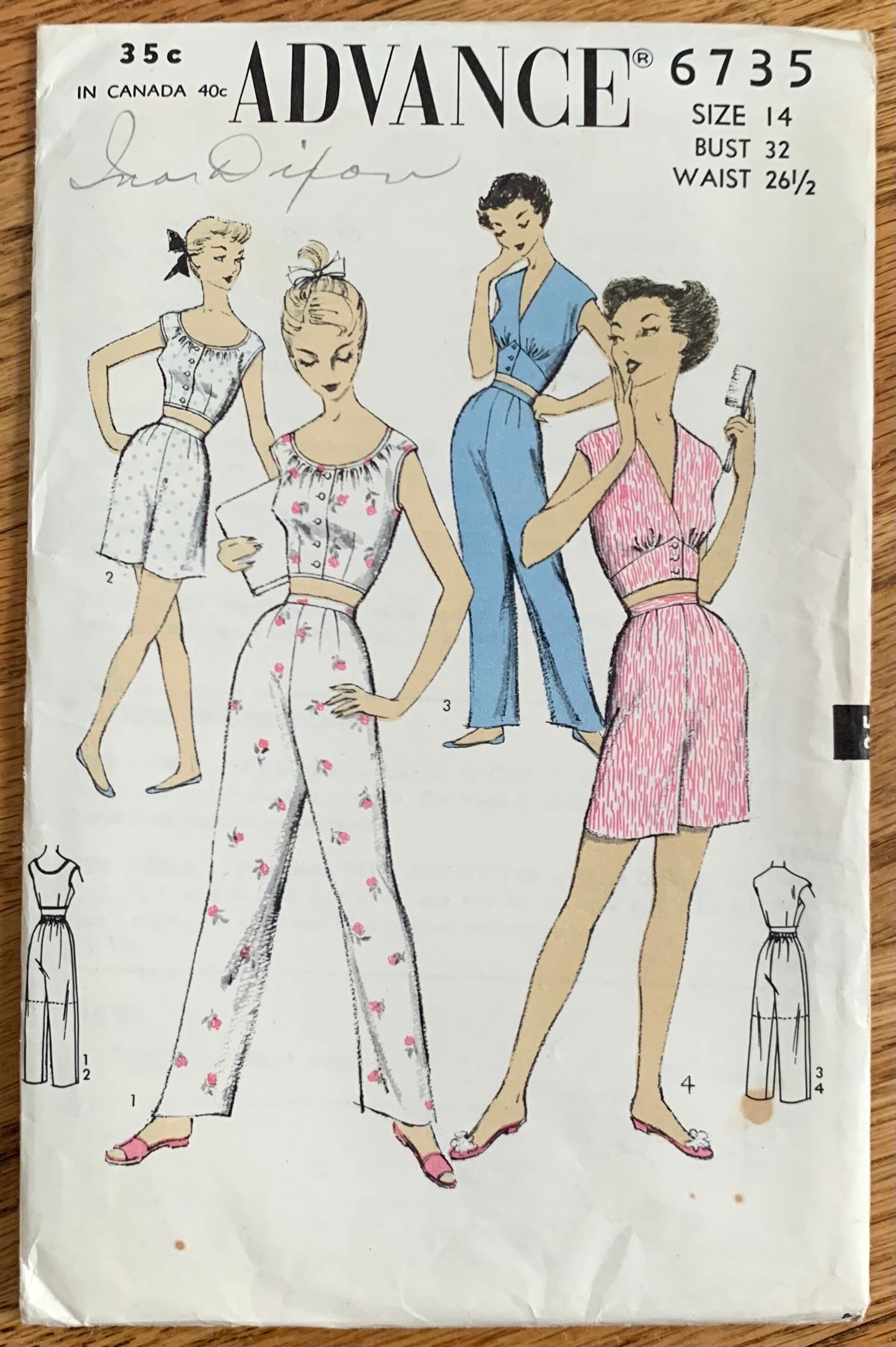Vintage 1950s Women's Retro Two Piece Pajamas Sewing Pattern B32 Advance 6735 FF - Etsy Vintage 1950s Women's Retro Two Piece Pajamas Sewing Pattern B32 Advance 6735 FF - Etsy