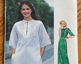 Vintage 1970s Sewing Pattern, b31.5-32.5" Womens Maxi Dress or Top w/ Embroidery, Butterick 5310 UNCUT