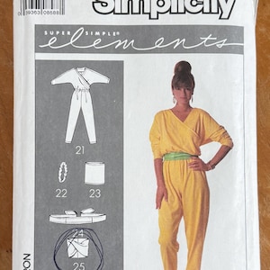 80s Womens Jumpsuit, Bandeau, Tube, Sash & Hairband Sewing Pattern - Simplicity 9059 (hips up to 44") Cut