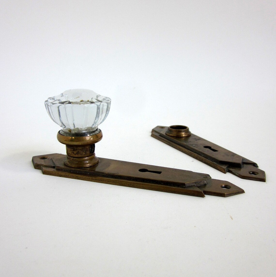 Antique Glass Door Knob Set Etsy