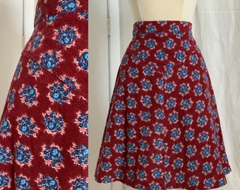 Vintage 1960s 70s Womens Teen Skirt XS, Sears Jr Bazaar Bias Cut Gored Corduroy Skirt w27" LIKE-NEW