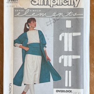 80s Womens Duster Coat or Jacket & Tubular Accessories Sewing Pattern - Simplicity 8726 (hips up to 48") FF