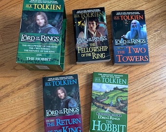 JRR Tolkien Lord of the Rings Trilogy and The Hobbit Paperback Box Set 2001 VGC
