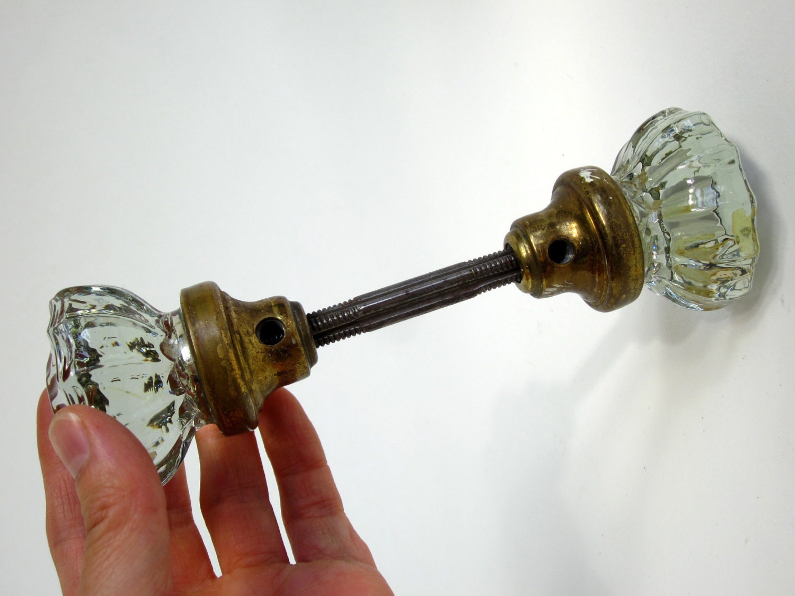 Antique Glass Door Knob Set Etsy
