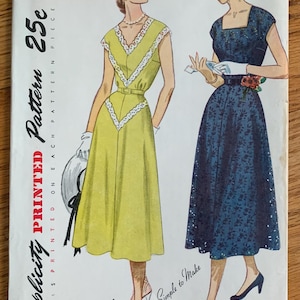 Vintage 1950s Women&#39;s Cocktail or Afternoon Dress Sewing Pattern - Simplicity 3237 UNCUT (b33&quot;)