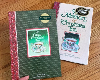 Vintage Tom Hegg Book Set - Cup of Christmas Tea and Memory of Christmas Tea Hc EXC Autographed by Author