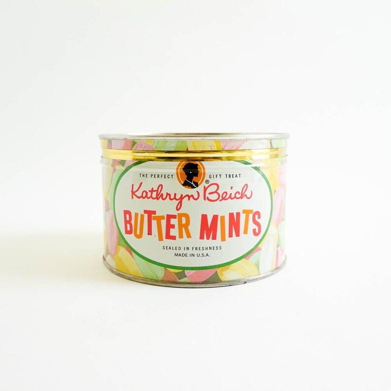 Vintage 1960s Candy Tin / 60s Kathryn Beich Butter Mints Tin Etsy