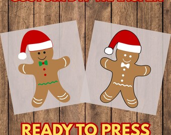 Gingerbread Man DTF Transfer, Christmas Holiday Iron On, Ready To Press Apparel Heat Transfer