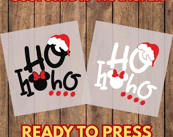 Ho Ho Ho Christmas DTF Transfer, Mouse Ears Holiday Iron On, Ready To Press Apparel Heat Transfer