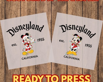 Christmas Mouse DTF Transfer, Holiday Theme Ready to Press Heat Transfer for T-Shirts