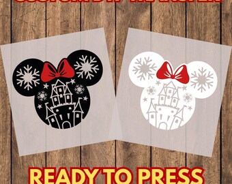 Castle Snowflake Mouse DTF Transfer, Ready to Press Holiday Iron on Heat Transfer for T-Shirts