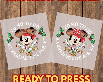 Yo Ho Christmas DTF Transfer, Pirate Mouse Holiday Iron On, Ready To Press Heat Transfer for T-Shirts