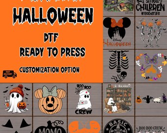 Halloween DTF Transfer, Ghost, Pumpkin and Skeleton Designs, Ready to Press