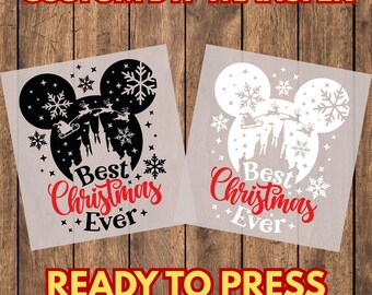 Christmas Mouse Ears DTF Transfer, Holiday Castle Ready to Press Heat Transfer for T-Shirts