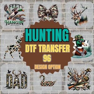 Hunting Coquette Bow Shirt Dtf Transfer Ready to Press, Hunting Dtf Iron On Transfer, Camo Duck, Dog, Deer, Dad, Hunt Lover Gift