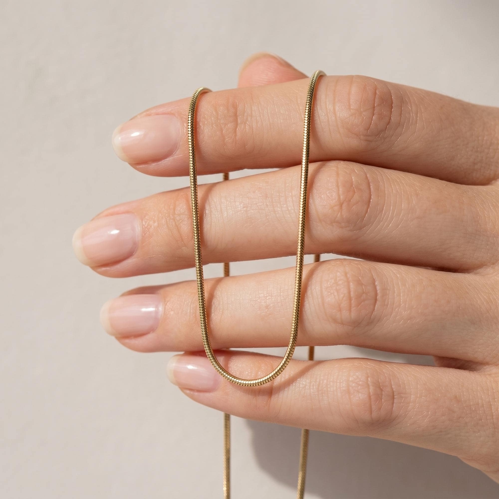 Buy 14K Solid Gold Snake Chain Necklace | Real 1mm Dainty Round