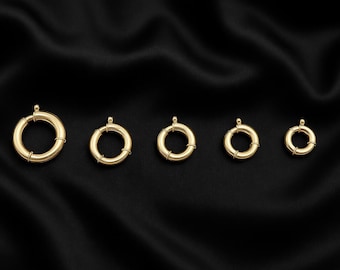 Cierre marinero de oro macizo de 14 quilates / Conector de collar con anilla de resorte / Soporte para dijes de oro / 10-16 mm / Accesorio de joyería fina sin chapado