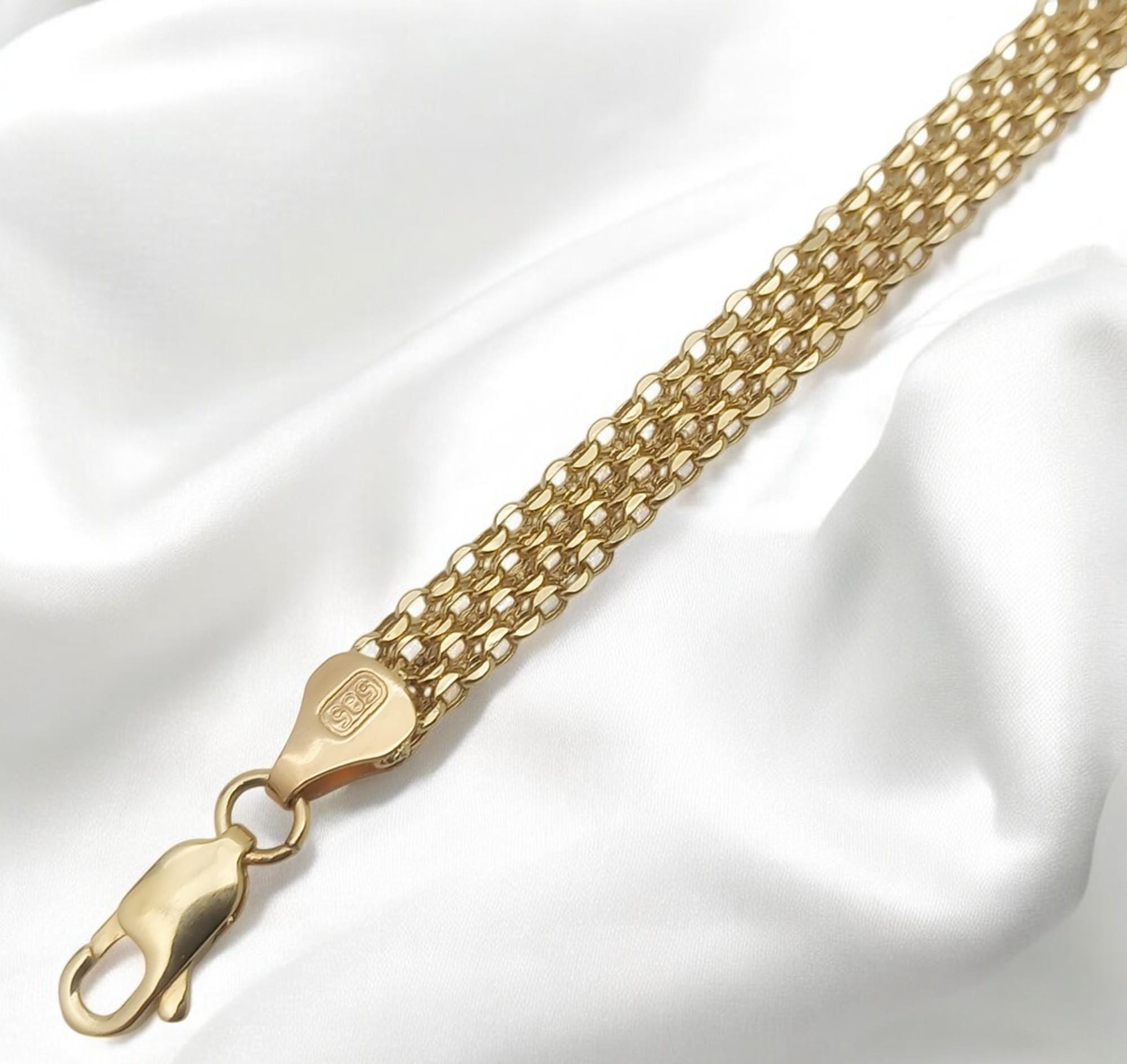 Collana A Catena Bismark Bizmark Da 2 Mm In Oro Giallo 14K E Argento - Foto 11