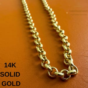 14K Solid Gold Rolo Chain Necklace or Bracelet – 2.15mm Real 585 Gold – Unisex Everyday Jewelry – Minimalist & Durable – Gift for Her or Him
