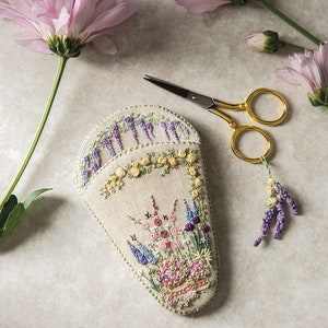 ETSY'S PICK! Embroidered Country Garden Scissor keeper - Pattern & Print - Threads NOT included