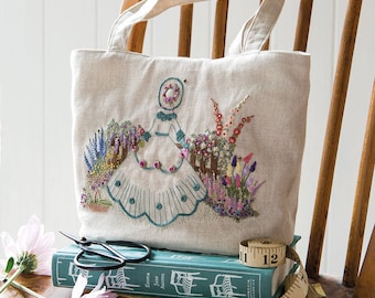 ETSY'S PICK! Embroidered Country Gardens - Vintage Gardener Bag/Tote - Full Kit