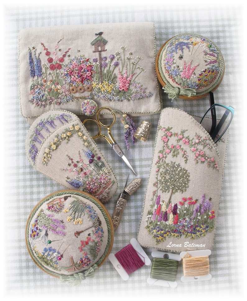 PP01 Embroidered Country Gardens Pincushion Full Kit Etsy