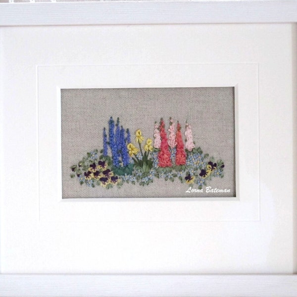 Silk Ribbon Embroidery - Spring Garden pic for framing (Linen) - Full kit