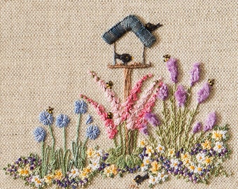 Embroidered Country Gardens – Feeding the Birds – Pattern & Print - Threads NOT included