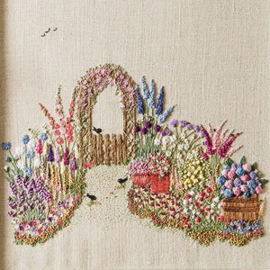 Embroidered Country Gardens - Under the Arches- Pattern & Print - Threads NOT included