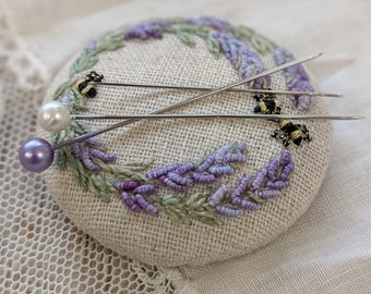 Embroidery kit - Lavender & Bees Needle minder - Full kit