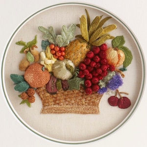 PDF - Basket of Fruit, Stumpwork Embroidery Pattern [Digital Download]