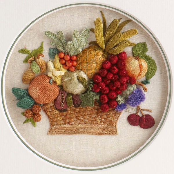 PDF Basket of Fruit - Stumpwork Embroidery design