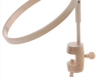Table Clamp with 8" embroidery hoop on a stalk