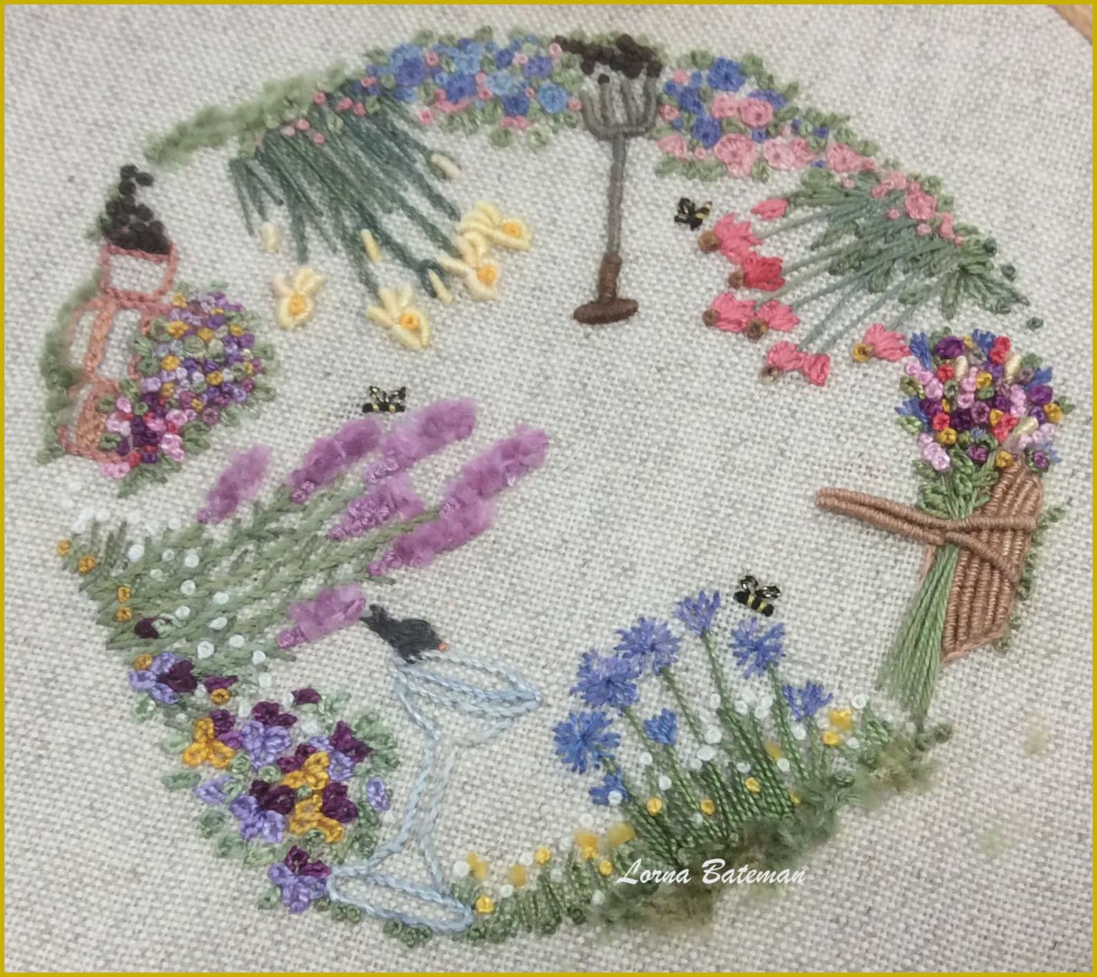 PP01 Embroidered Country Gardens Pincushion Full Kit Etsy UK