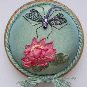 PDF - PP12 Dragonfly on Waterlily Pincushion Embroidery Pattern [Digital Download]