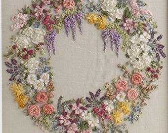 PDF Large Garland - Pattern for silk ribbon embroidery [Digital Download]