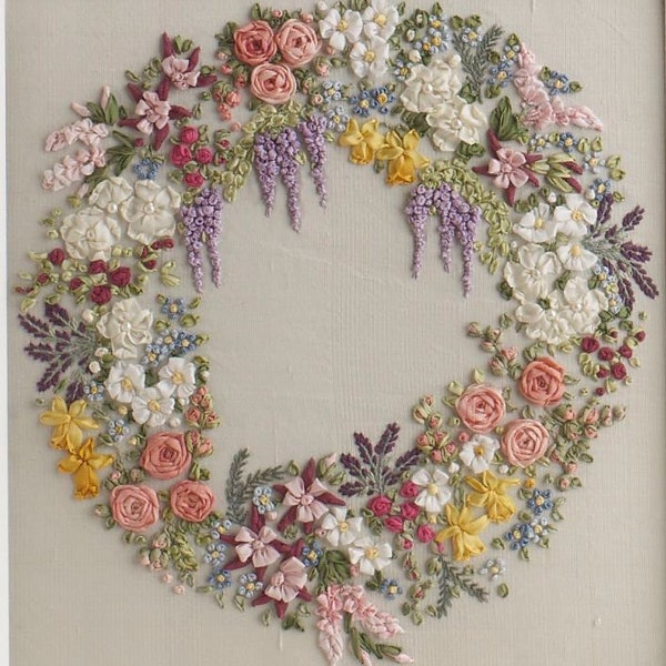 PDF Large Garland - Pattern for silk ribbon embroidery [Digital Download]