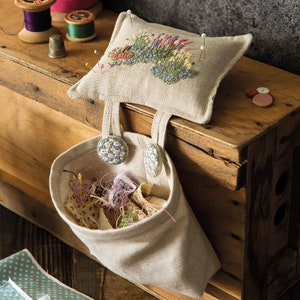 ETSY'S PICK! Embroidered Country Gardens - Thread Catcher - Pattern & Print - Threads NOT included