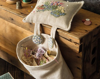 ETSY'S PICK! Embroidered Country Gardens - Thread Catcher - Pattern & Print - Threads NOT included