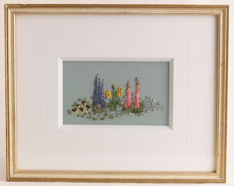 Spring Garden on cotton - Silk Ribbon Embroidery - Full kit