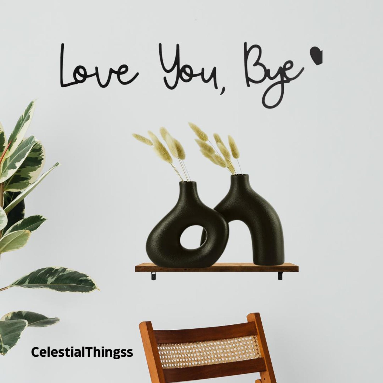 Wooden 'love You, Bye' Sgn - Above Door Hallway Sgn - Natural Wood
