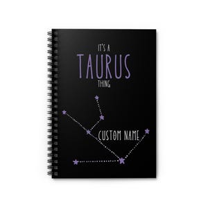 Taurus Custom Name Spiral Notebook, Zodiac, Gift, Custom - Personalized Journal, Astrology Diary, Constellation Notepad, Horoscope Gift,