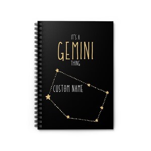 Gemini Zodiac Spiral Notebook - Personalized Journal, Custom Name Zodiac Theme Diary, Astrology Gift, Ruled Line Notepad, Horoscope Notebook