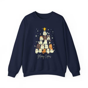 Catmas Cheer Crewneck Sweatshirt, Christmas Cat Jumper, Holiday Feline Pullover, Festive Kitty Sweater, Cute Xmas Pet Top, Merry Cat Gift
