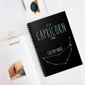 Capricorn Zodiac Spiral Notebook - Ruled Line, Custom Name, Personalized Journal, Astrology Gifts, Horoscope Stationery
